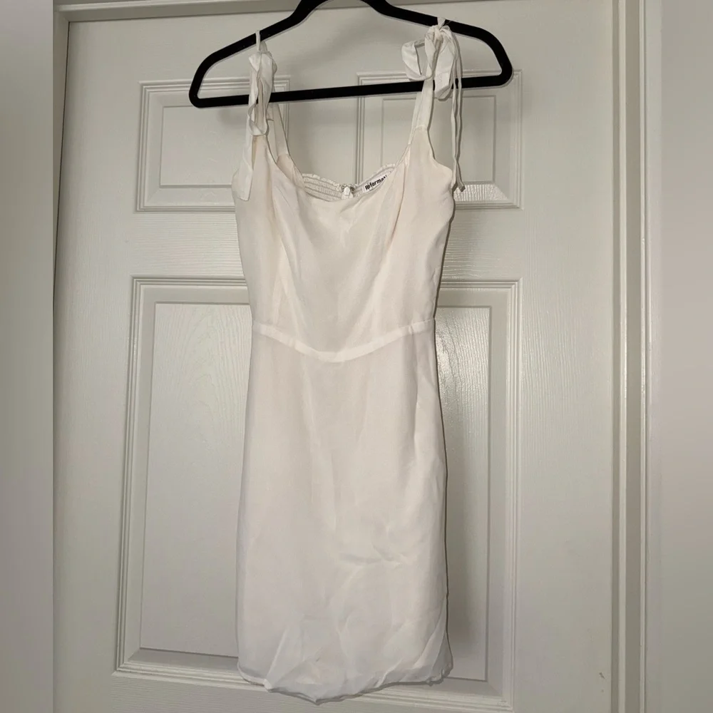 *SOLD*Reformation Cream Tie-Strap Mini Dress - Picture 3 of 10
